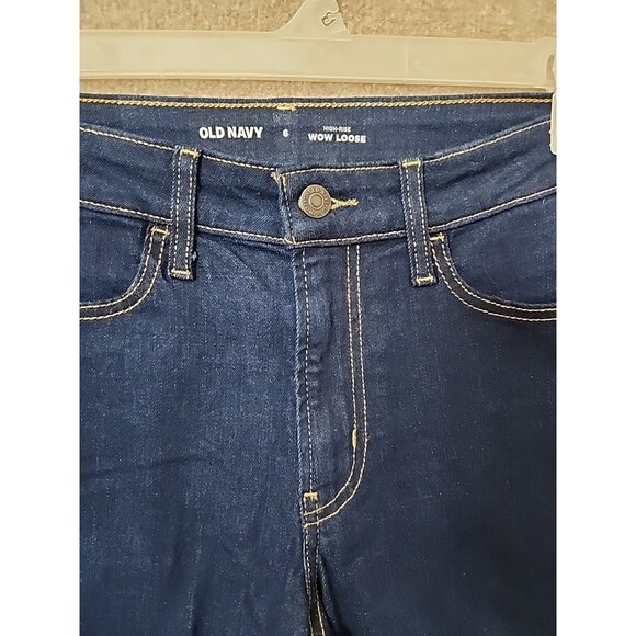 Old Navy High Rise Wow Loose Jeans Womens 6 Blue Dark Wash Stretch NEW - Picture 6 of 12